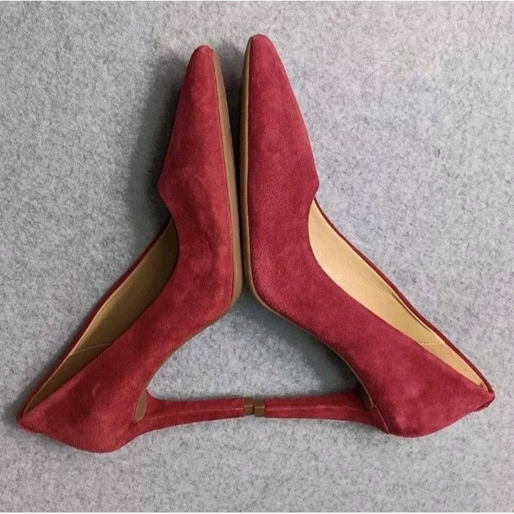 Michael Kors Dorothy Flex Pump Womens 7.5 Berry Red Suede Leather Pointed Toes - Picture 6 of 7